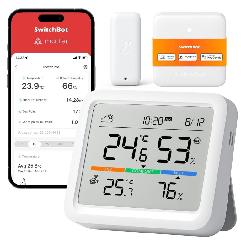 SwitchBot Bluetooth Station Météo sans Fil (Station Météo avec Matter)
