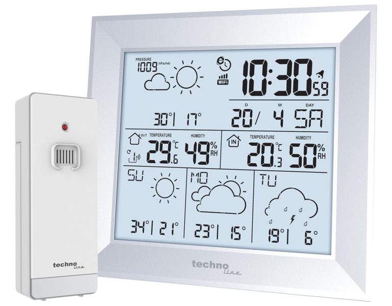 Technoline WD2000 Station météo Internet avec application météo directe gratuite, station météo Wi-Fi, 4 prévisions journalières